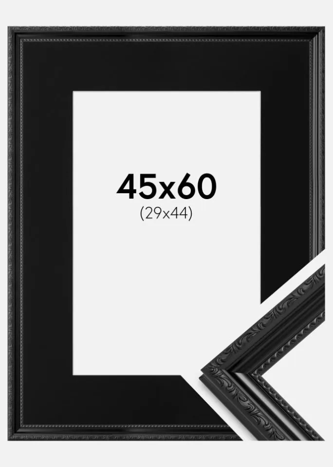 Ramme Abisko Sort 45x60 cm - Passepartout Sort 30x45 cm