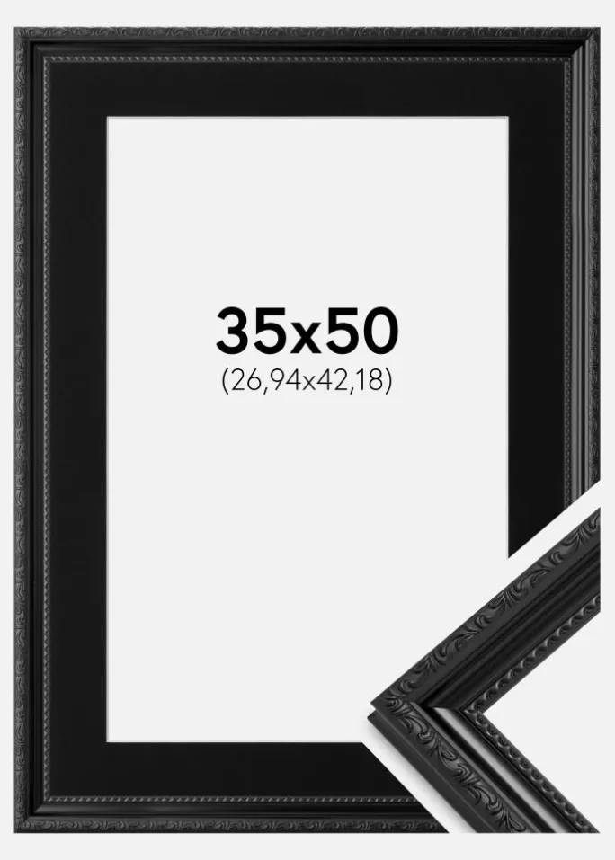 Ramme Abisko Sort 35x50 cm - Passepartout Sort 11x17 inches
