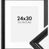 Ramme Abisko Sort 24x30 cm - Passepartout Hvid 7x9 inches