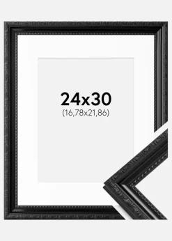 Ramme Abisko Sort 24x30 cm - Passepartout Hvid 7x9 inches