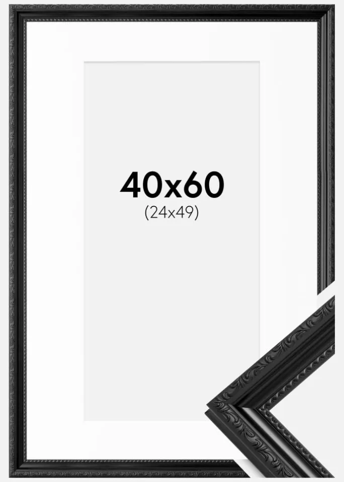 Ramme Abisko Sort 40x60 cm - Passepartout Hvid 25x50 cm