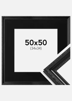 Ramme Abisko Sort 50x50 cm - Passepartout Sort 35x35 cm