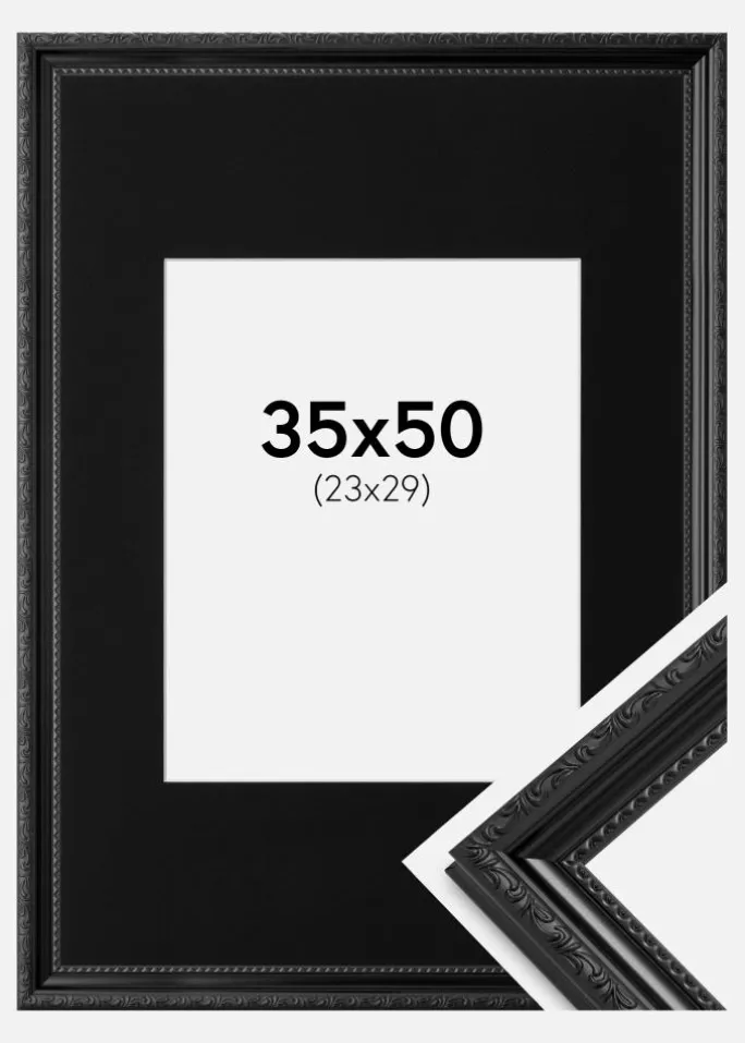 Ramme Abisko Sort 35x50 cm - Passepartout Sort 24x30 cm
