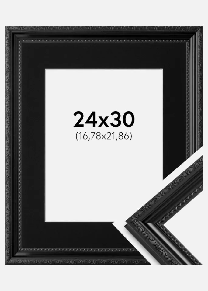 Ramme Abisko Sort 24x30 cm - Passepartout Sort 7x9 inches