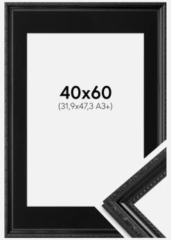 Ramme Abisko Sort 40x60 cm - Passepartout Sort 32,9x48,3 cm (A3+)