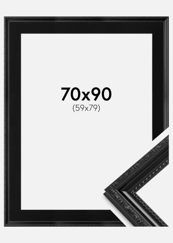 Ramme Abisko Sort 70x90 cm - Passepartout Sort 60x80 cm