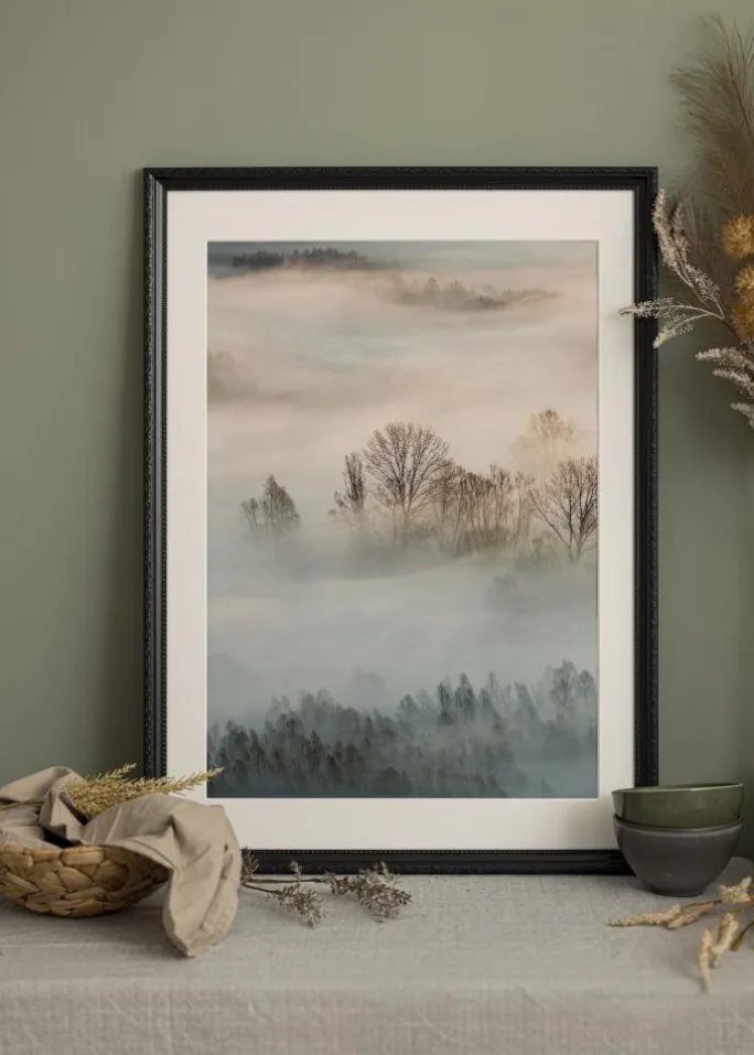 Ramme Abisko Sort 50x70 cm - Passepartout Hvid 16x24 inches