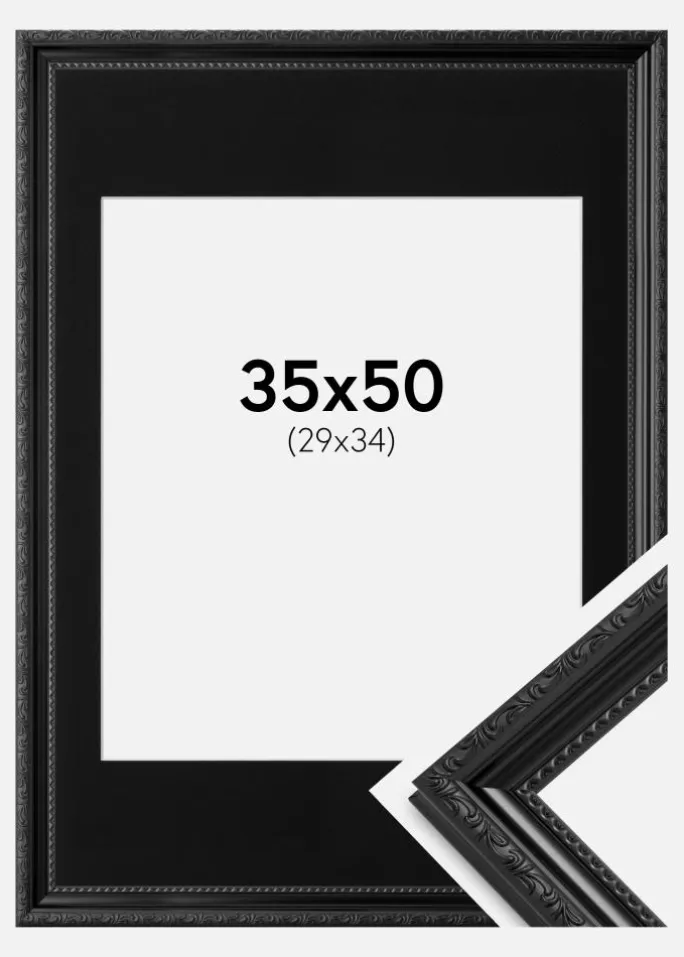 Ramme Abisko Sort 35x50 cm - Passepartout Sort 30x35 cm