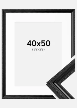 Ramme Abisko Sort 40x50 cm - Passepartout Hvid 30x40 cm