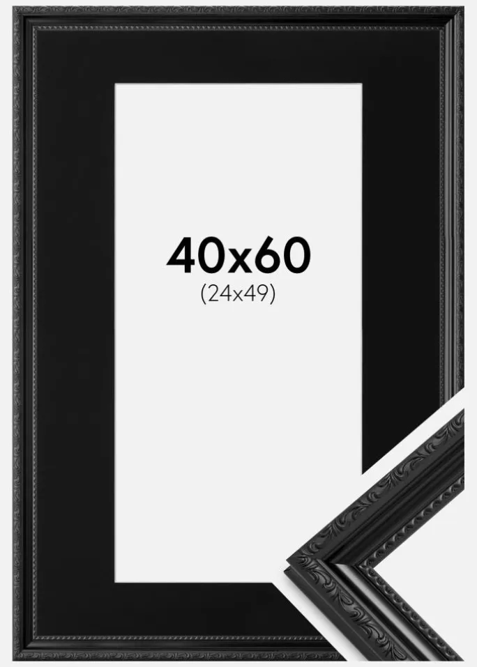 Ramme Abisko Sort 40x60 cm - Passepartout Sort 25x50 cm