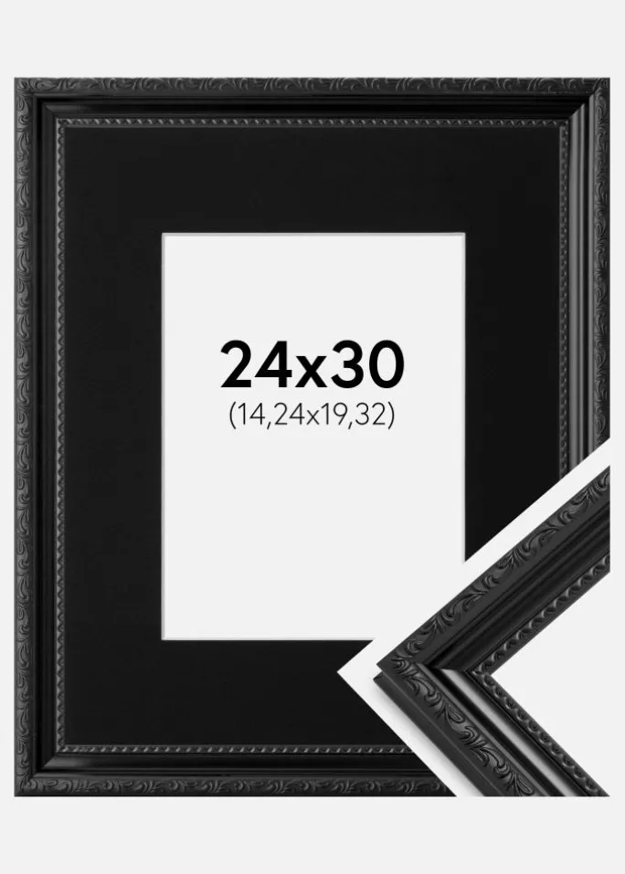 Ramme Abisko Sort 24x30 cm - Passepartout Sort 6x8 inches