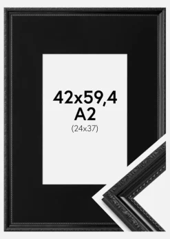 Ramme Abisko Sort 42x59,4 cm (A2) - Passepartout Sort 25x38 cm
