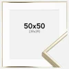 Ramme Aluminium Blank Guld 50x50 cm - Passepartout Hvid 40x40 cm