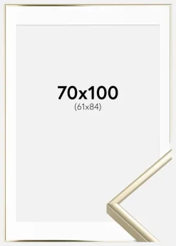 Ramme Aluminium Blank Guld 70x100 cm - Passepartout Hvid 62x85 cm