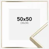 Ramme Aluminium Blank Guld 50x50 cm - Passepartout Hvid 35x35 cm