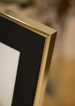 Ramme Aluminium Blank Guld 40x50 cm - Passepartout Sort 30x40 cm