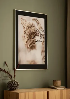 Ramme Aluminium Blank Guld 50x70 cm - Passepartout Sort 42x59,4 cm (A2)