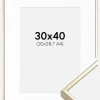Ramme Aluminium Blank Guld 30x40 cm - Passepartout Hvid 21x29,7 cm (A4)