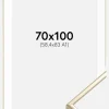 Ramme Aluminium Blank Guld 70x100 cm - Passepartout Hvid 59,4x84 cm (A1)
