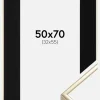 Ramme Aluminium Blank Guld 50x70 cm - Passepartout Sort 33x56 cm