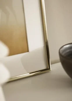 Ramme Aluminium Blank Guld 30x40 cm - Passepartout Hvid 8x12 inches