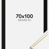 Ramme Aluminium Blank Guld 70x100 cm - Passepartout Sort 59,4x84 cm (A1)