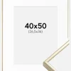 Ramme Aluminium Blank Guld 40x50 cm - Passepartout Hvid 27,5x37 cm