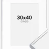 Ramme Aluminium Blank Sølv 30x40 cm - Passepartout Hvid 20x30 cm