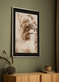 Ramme Aluminium Blank Sølv 30x40 cm - Passepartout Sort 21x30 cm