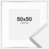 Ramme Aluminium Blank Sølv 50x50 cm - Passepartout Hvid 35x35 cm