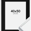Ramme Aluminium Blank Sølv 40x50 cm - Passepartout Sort 30x40 cm
