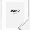 Ramme Aluminium Blank Sølv 30x40 cm - Passepartout Hvid 21x30 cm