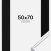 Ramme Aluminium Blank Sølv 50x70 cm - Passepartout Sort 33x56 cm