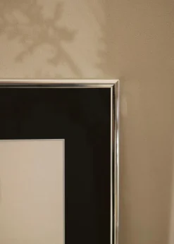 Ramme Aluminium Blank Sølv 50x70 cm - Passepartout Sort 33x56 cm