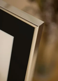 Ramme Aluminium Blank Sølv 70x100 cm - Passepartout Sort 24x36 inches