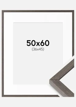 Ramme Ares Grå Eg 50x60 cm - Passepartout Hvid 37x46 cm