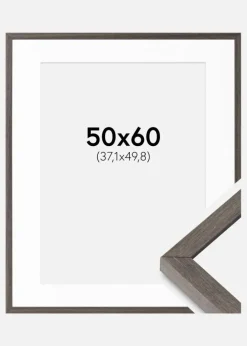 Ramme Ares Grå Eg 50x60 cm - Passepartout Hvid 15x20 inches