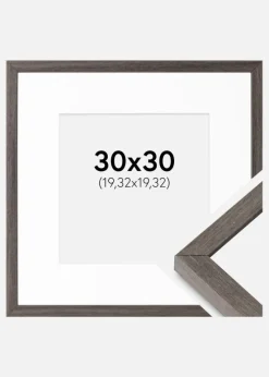 Ramme Ares Grå Eg 30x30 cm - Passepartout Hvid 8x8 inches