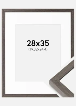 Ramme Ares Grå Eg 28x35 cm - Passepartout Hvid 8x10 inches