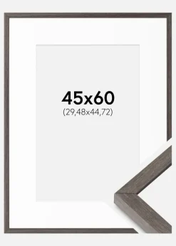 Ramme Ares Grå Eg 45x60 cm - Passepartout Hvid 12x18 inches