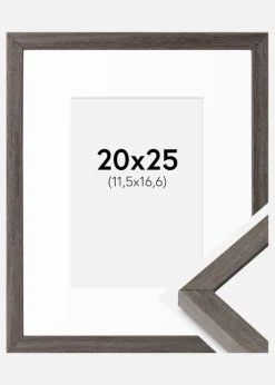 Ramme Ares Grå Eg 20x25 cm - Passepartout Hvid B6 125x176 mm