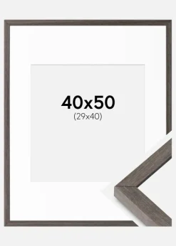 Ramme Ares Grå Eg 40x50 cm - Passepartout Hvid 30x41 cm