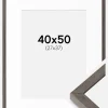 Ramme Ares Grå Eg 40x50 cm - Passepartout Hvid 28x38 cm