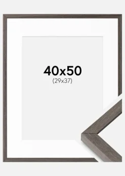 Ramme Ares Grå Eg 40x50 cm - Passepartout Hvid 30x38 cm