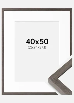 Ramme Ares Grå Eg 40x50 cm - Passepartout Hvid 11x15 inches