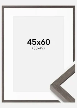 Ramme Ares Grå Eg 45x60 cm - Passepartout Hvid 34x50 cm
