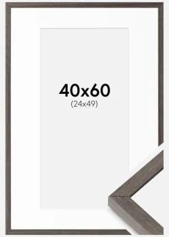 Ramme Ares Grå Eg 40x60 cm - Passepartout Hvid 25x50 cm