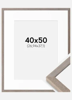 Ramme Ares Grå 40x50 cm - Passepartout Hvid 11x15 inches