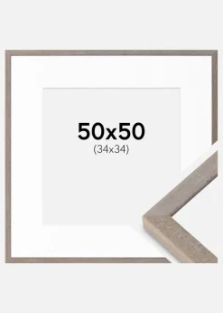 Ramme Ares Grå 50x50 cm - Passepartout Hvid 35x35 cm