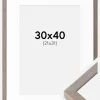 Ramme Ares Grå 30x40 cm - Passepartout Hvid 22x32 cm